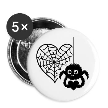 Flauschige_Spinne_und_Herzspinnennetz with heart - Buttons large 2.2''/56 mm (5-pack) - white - Front