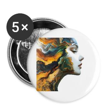 Colorful Face Art Illustration - Buttons large 2.2''/56 mm (5-pack) - white - Front