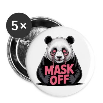 Maske aus Panda - Buttons groß 56 mm (5er Pack) - Weiß - Vorne