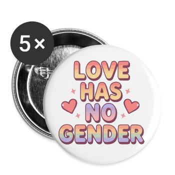 Love Has No Gender – Rainbow Typography Design - Buttons groß 56 mm (5er Pack) - Weiß - Vorne