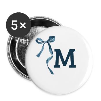Monogramme m idée cadeau  - Lot de 5 grands badges (56 mm) - blanc - Devant