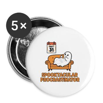 Spooky Ghost Procrastinator Design - Buttons large 2.2''/56 mm (5-pack) - white - Front