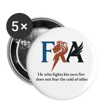 Design with Lion Portrait and Aesthetics - Buttons large 2.2''/56 mm (5-pack) - white - Front