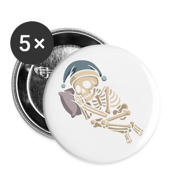Skelett mit Weihnachtsmütze - Buttons groß 56 mm (5er Pack) - Weiß - Vorne