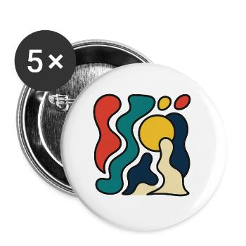 Abstract design with yellow sun - Buttons large 2.2''/56 mm (5-pack) - white - Front