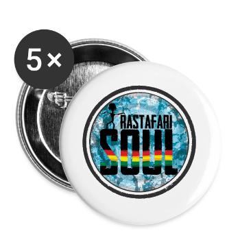 Rastafari Soul Design with Rainbow Bar - Buttons large 2.2''/56 mm (5-pack) - white - Front
