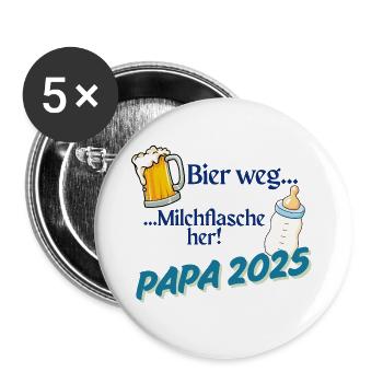 Dad 2025 – Beer gone, milk bottle here! - Buttons large 2.2''/56 mm (5-pack) - white - Front