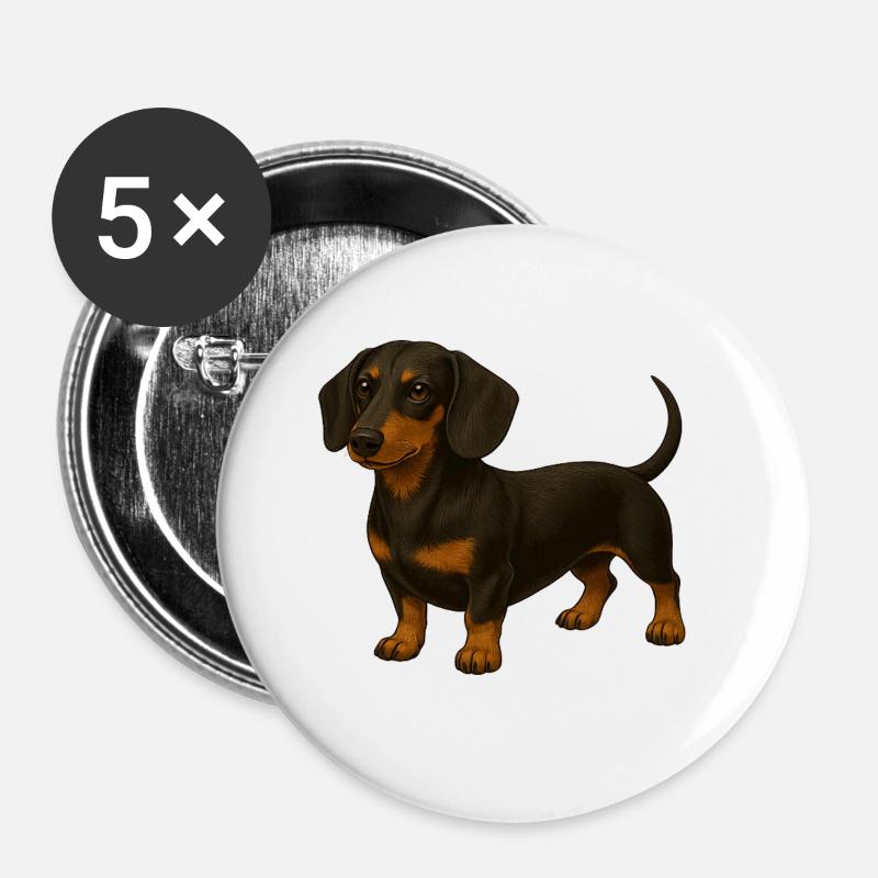 Dachshund - Buttons large 2.2''/56 mm (5-pack) - white