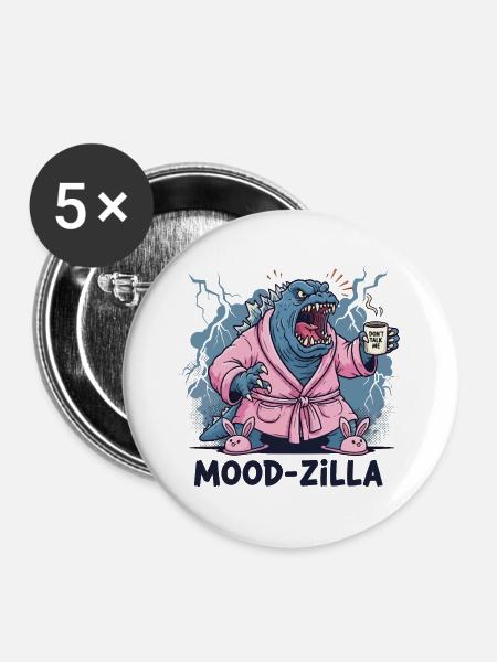 Morgendliche Wut - Buttons groß 56 mm (5er Pack) - Weiß
