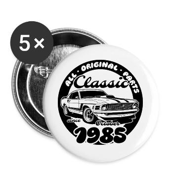 40e anniversaire - Muscle car classique 10/1985 - Lot de 5 grands badges (56 mm) - blanc - Devant