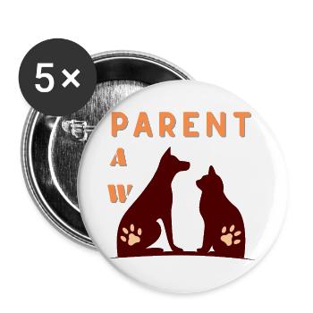 Dog & CAT Pet T-shirt for Animal Lovers - Buttons large 2.2''/56 mm (5-pack) - white - Front