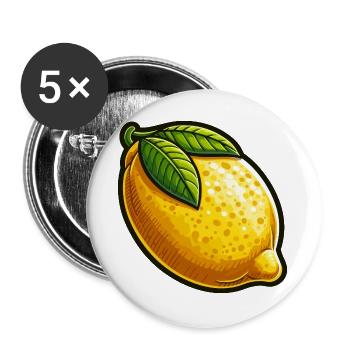 Lemon Natural Illustration - Buttons large 2.2''/56 mm (5-pack) - white - Front