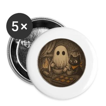 Le fantôme cuisine des biscuits dans la maison câline - Lot de 5 grands badges (56 mm) - blanc - Devant