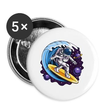 Space astronaut on surfboards - Buttons large 2.2''/56 mm (5-pack) - white - Front