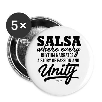T-Shirt Cubain Salsa Danse Musique Amour - Lot de 5 grands badges (56 mm) - blanc - Devant
