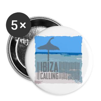 Ibiza beach setting with umbrella - Buttons large 2.2''/56 mm (5-pack) - white - Front