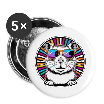Cool hamster with sunglasses - Buttons large 2.2''/56 mm (5-pack) - white - Front