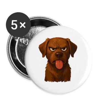 Dessin animé du Labrador coquin - Motif de chien drôle - Lot de 5 grands badges (56 mm) - blanc - Devant