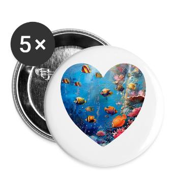 Intact Coral Reef Underwater World Heart Design - Buttons large 2.2''/56 mm (5-pack) - white - Front