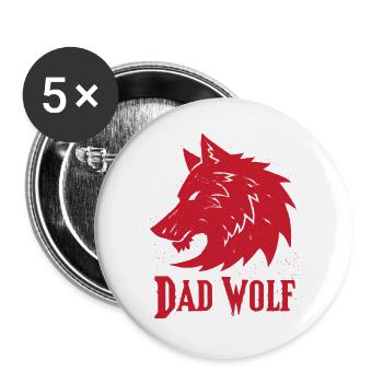 Papa Loup - Lot de 5 grands badges (56 mm) - blanc - Devant