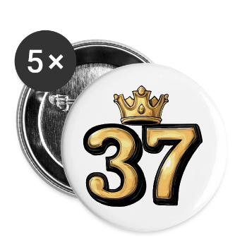 37 Nombre Couronne - Lot de 5 grands badges (56 mm) - blanc - Devant