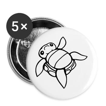 Schildkröte auf Rücken umgekippt hilflos Seite süß - Buttons groß 56 mm (5er Pack) - Weiß - Vorne