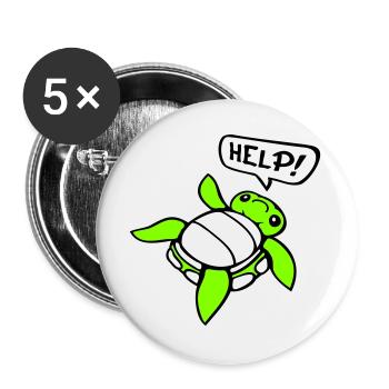 Schildkröte Rücken umgekippt hilflos Seite Help - Buttons groß 56 mm (5er Pack) - Weiß - Vorne
