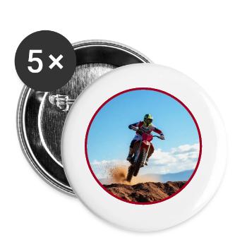 Logo de couleur motocross - Rouge - Lot de 5 grands badges (56 mm) - blanc - Devant