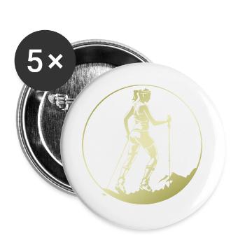Nordic Walking Silhouette - Buttons groß 56 mm (5er Pack) - Weiß - Vorne
