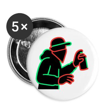 Neon Graffiti Sprayer Silhouette - Buttons groß 56 mm (5er Pack) - Weiß - Vorne