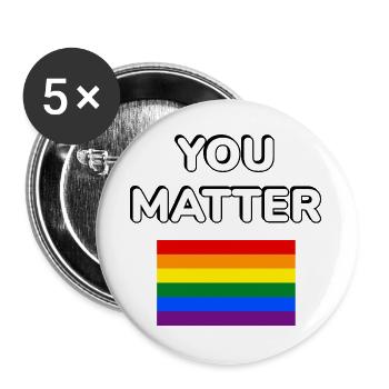 You Matter Pride-Flagge - Buttons groß 56 mm (5er Pack) - Weiß - Vorne