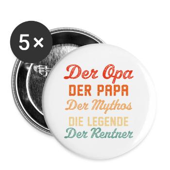 Opa Papa Rentner  - Buttons groß 56 mm (5er Pack) - Weiß - Vorne