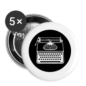 Icône de machine à écrire vintage - Lot de 5 grands badges (56 mm) - blanc - Devant