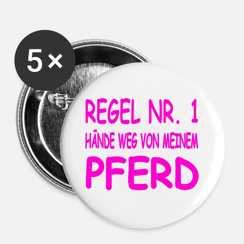 Pferde - Buttons groß 56 mm (5er Pack) - Weiß