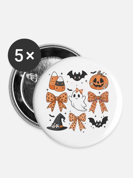 Halloween gruselig - Buttons groß 56 mm (5er Pack) - Weiß