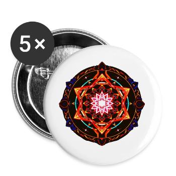 Kosmisches Feuer-Mandala – Heilige geometrische Energiekunst - Buttons groß 56 mm (5er Pack) - Weiß - Vorne