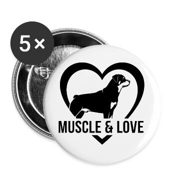 Rottweiler Muscle & Love Silhouette Dog Holder - Buttons large 2.2''/56 mm (5-pack) - white - Front