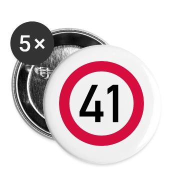 41st birthday Attention! Traffic sign 41 Km/h - Buttons large 2.2''/56 mm (5-pack) - white - Front