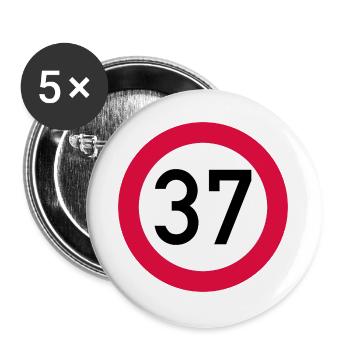 37th birthday Attention! Traffic sign 37 Km/h - Buttons large 2.2''/56 mm (5-pack) - white - Front