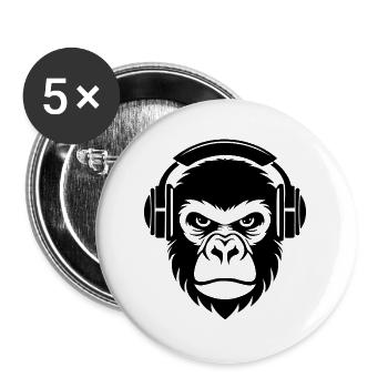 Chemise de rue rétro en vinyle à tête de singe - Lot de 5 grands badges (56 mm) - blanc - Devant