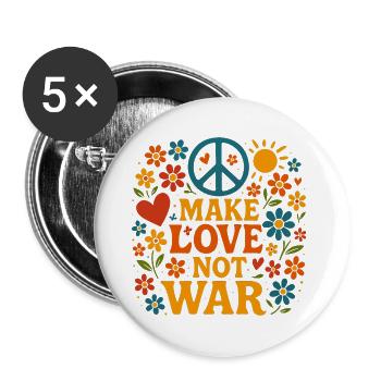 For peace - against war | Message of peace - Buttons large 2.2''/56 mm (5-pack) - white - Front