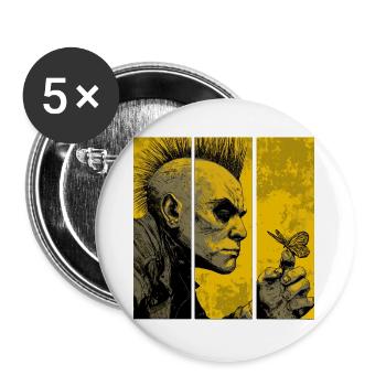 Punk rocker watches butterfly - Buttons large 2.2''/56 mm (5-pack) - white - Front