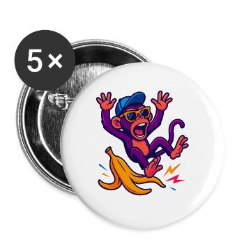 Neon monkey with banana - Buttons large 2.2''/56 mm (5-pack) - white - Front
