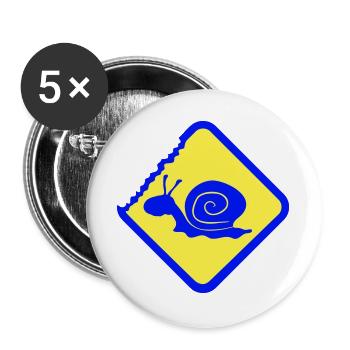 Snail Warning Caution Danger Sign - Buttons large 2.2''/56 mm (5-pack) - white - Front