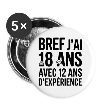 In short, I'm 18 years old, 12 years of experience - Buttons large 2.2''/56 mm (5-pack) - white - Front