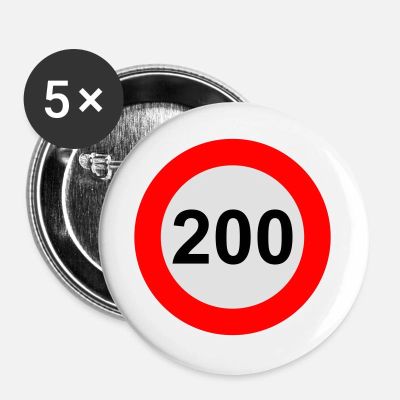 Speed limit 200 km/h - Buttons large 2.2''/56 mm (5-pack) - white