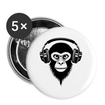 Fierce Affenkopf Stare Beat Edition Shirt - Buttons groß 56 mm (5er Pack) - Weiß - Vorne