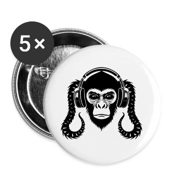 Silent Monkey Head Headphone Zen Edition Shirt - Buttons large 2.2''/56 mm (5-pack) - white - Front
