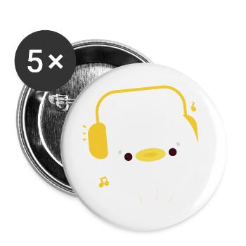 Ente mit Kopfhörern - Buttons groß 56 mm (5er Pack) - Weiß - Vorne
