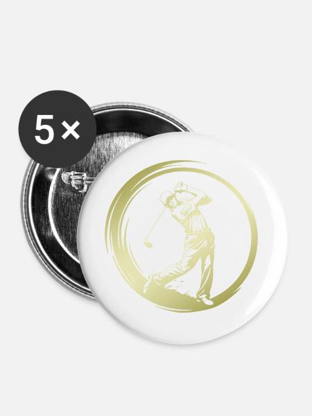Golfer Silhouette - Buttons groß 56 mm (5er Pack) - Weiß